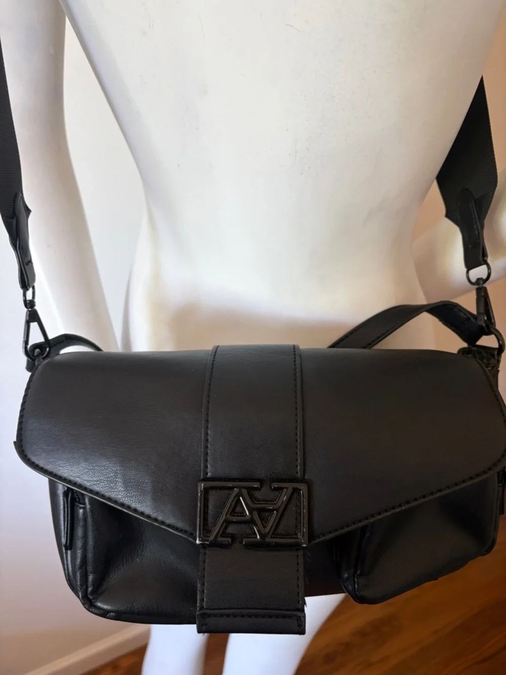 ALDO Black Faux Leather Crossbody Bag